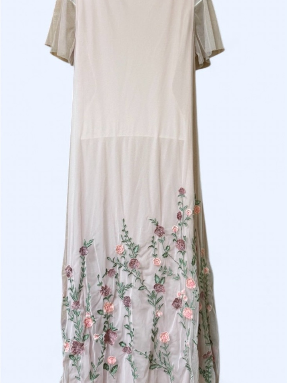 Coldwater Creek Blush Pink Maxi Dress with Floral Embroidery Size M Cottagecore - Picture 2 of 4